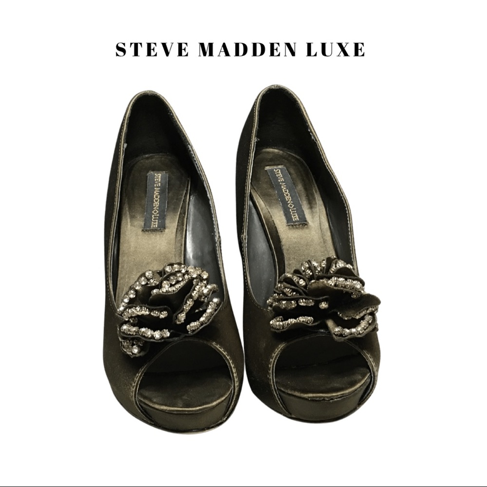 Steve Madden L-Crown Khaki Platform Heels 9
